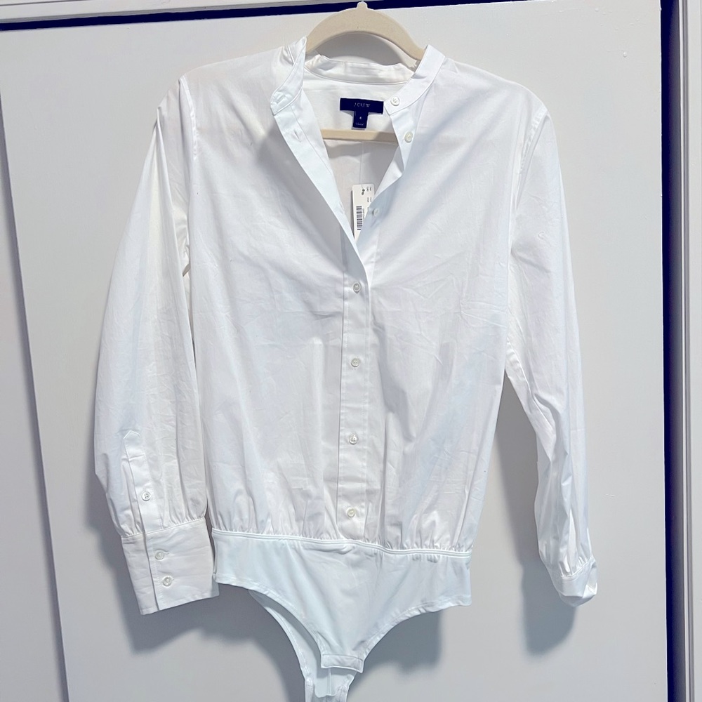 JCrew size 6 whit button down body suit.
